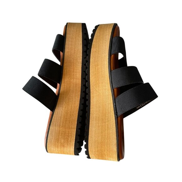 Dirty Laundry Chunky Platform Sandal Womens Sz 7 Y2K 2000s Black Slip-On Strappy - Picture 8 of 12